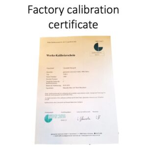 Factory calibration certificate