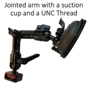 Jointed arm with suction cup and UNC Thread